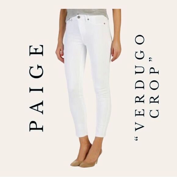 PAIGE White Skinny Verdugo Crop Jeans Women's Size 26 - Picture 1 of 12